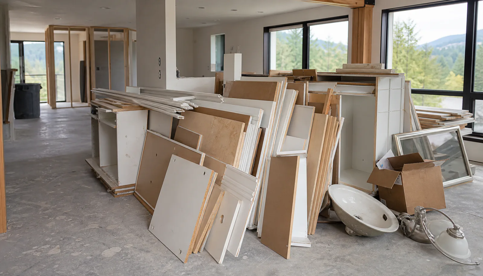 Typical remodeling debris context with approved project materials