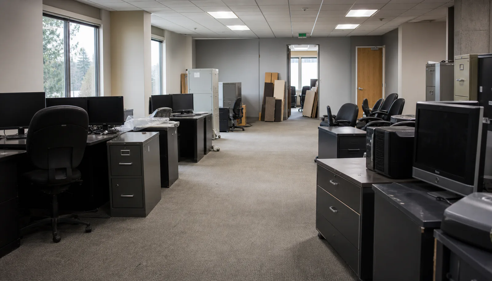 Office furniture and workstations in a commercial removal setting