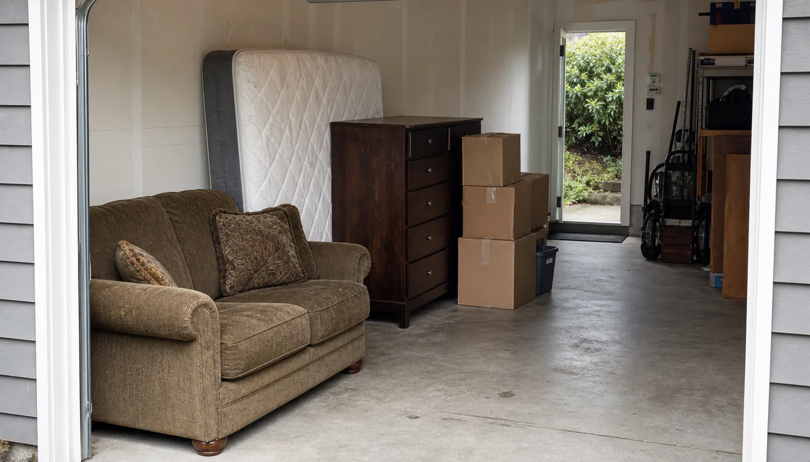 Mixed household items arranged where their amount and access can be photographed.