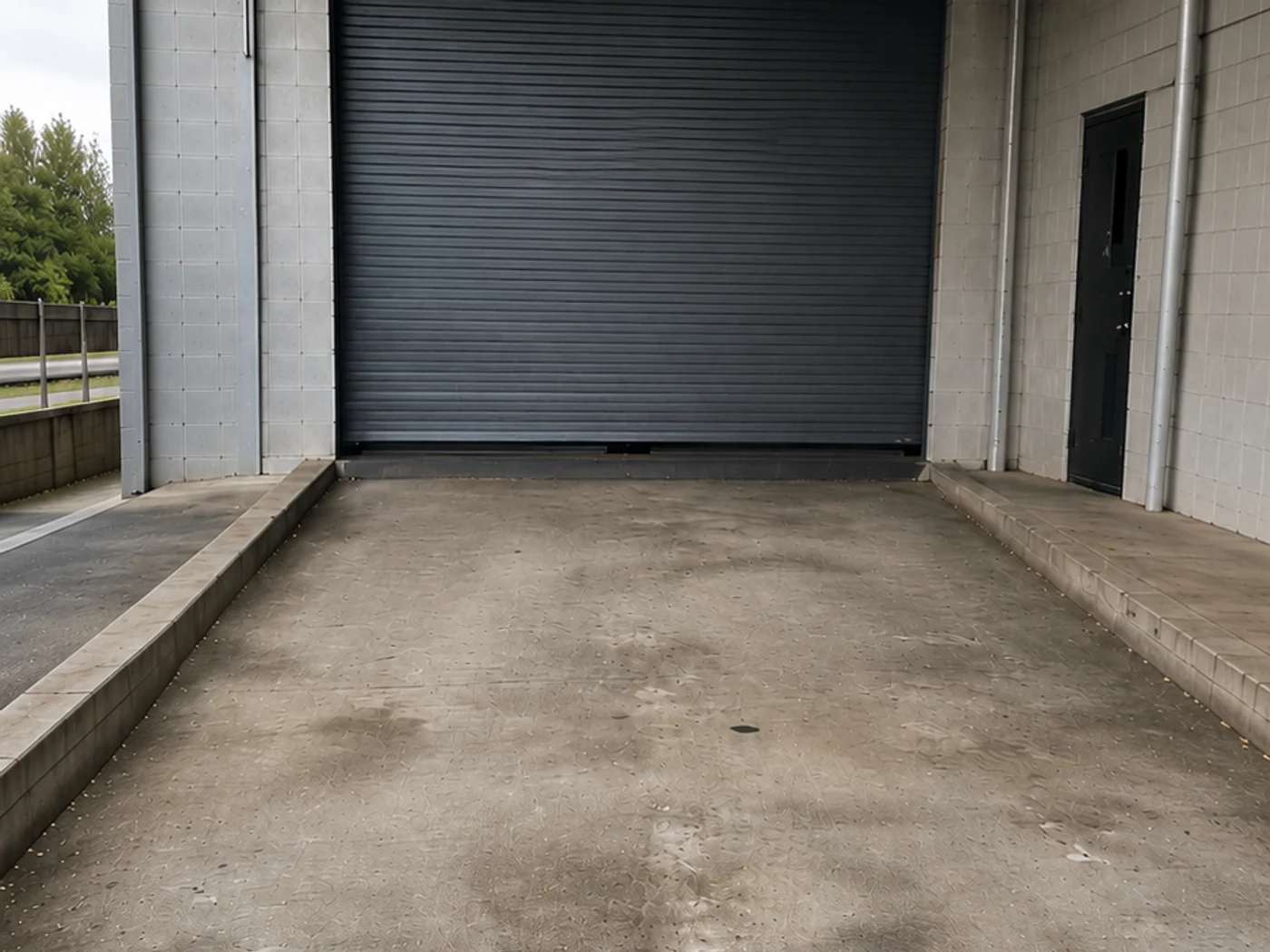 The same covered loading area clear after the pickup