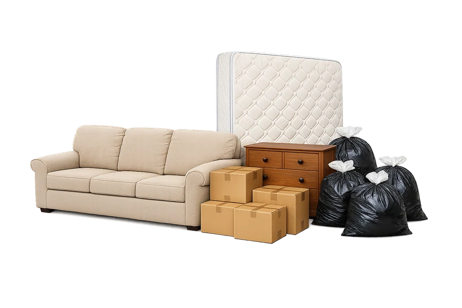 Mixed household item group representing approximately one-half load.